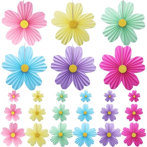 Éventails de fleurs en papier pastel pour une décoration murale de mariage réussie
