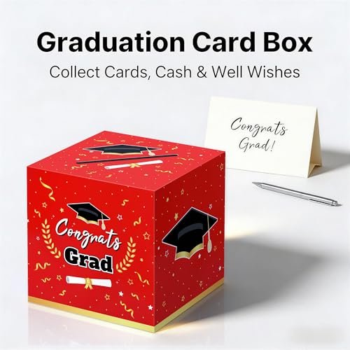 Image of Kelool Graduation Decorations 2026 Red Graduation Card Box Graduation Party Decorations,Graduation Box,Congrats Grad Gifts Box for 2026 Graduation Party Supplies Favors