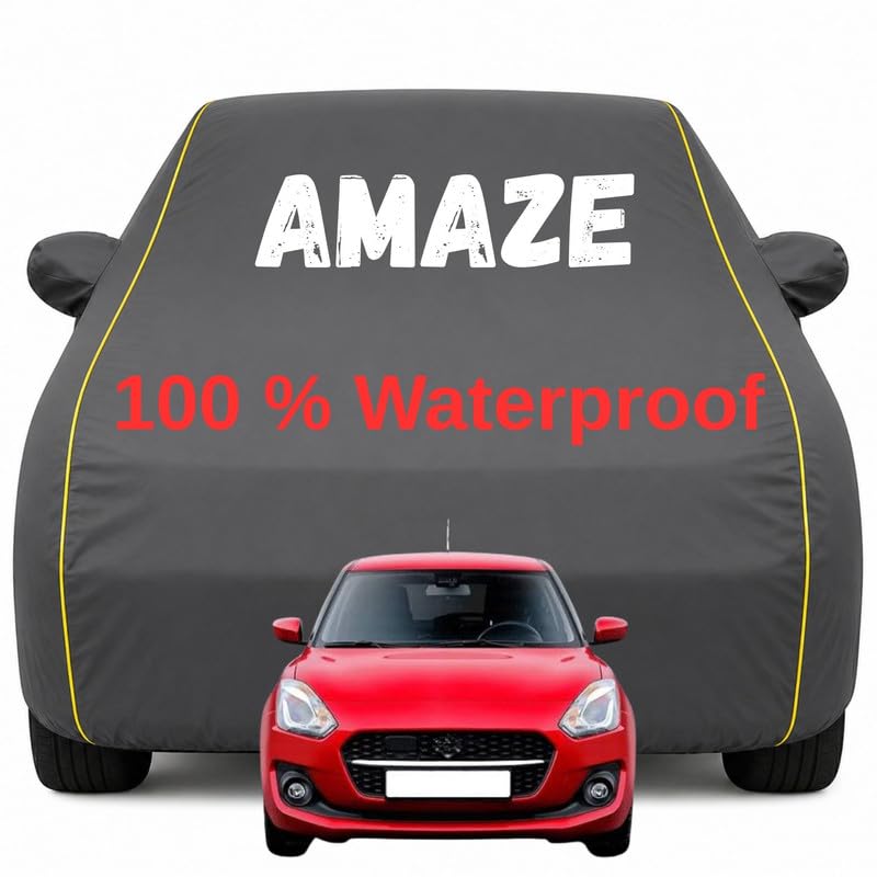 Image of Durable Full Body Waterproof Amaze Car Cover | Premium Polyester Grey Cover | Custom Fit Vehicle Protection | UV Resistant, Dustproof, Scratch Resistant, Heat & Wind Protection