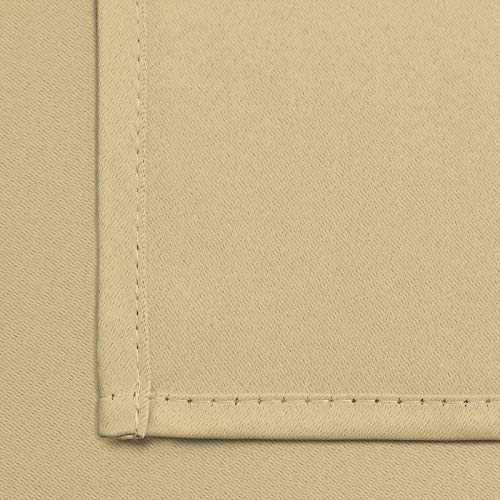Yakamok Room Darkening Blackout Curtains for Bedroom, Light Blocking Thermal Insulated Grommet Top Drapes for Living Room,Beige,52x45Inch, 2 Panels