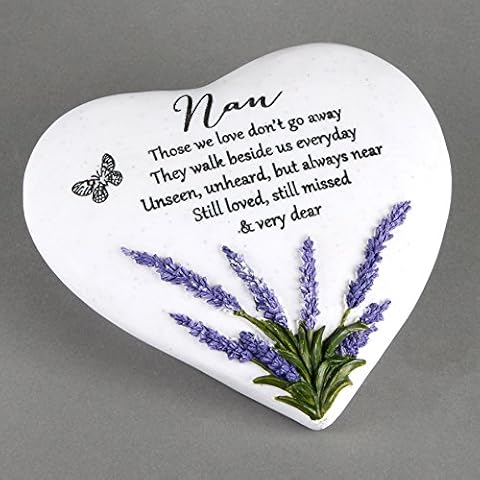 Thoughts Of You Heart Outdoor Memorial Plaque with Lavender design, Nan Cover