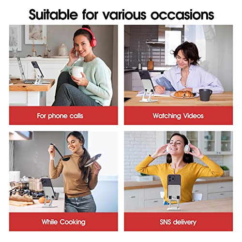 Aiwode 360° Rotating Cell Phone Stand,Desk Phone Holder,Portable Cellphone Cradle,Foldable Phone Stand,For Iphone 14/13/12/11/Pro/Max/Plus/Mini/Pro Max,Samsung,For Smartphones(4-8"),White #TOP5