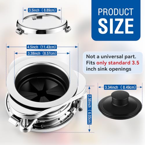 Image of Garbage Disposal Flange Kit, Fit 3 1 /2 inch Sink Drain Hole, Silver
