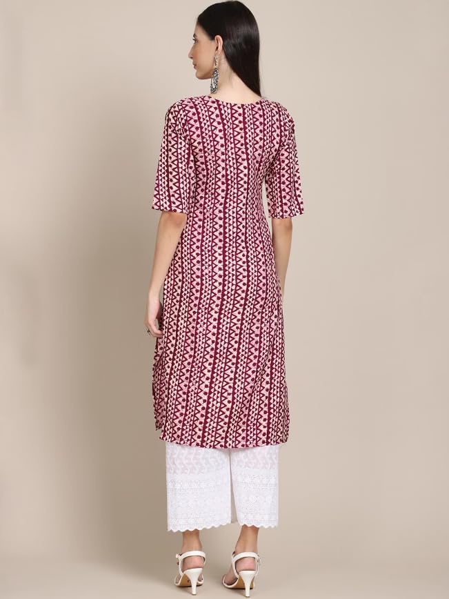 Image of Dream Beauty Fashion Women's Polyester Round Neck 3 /4 Sleeve Casual Straight Kurti (Kurti-Parent-1)