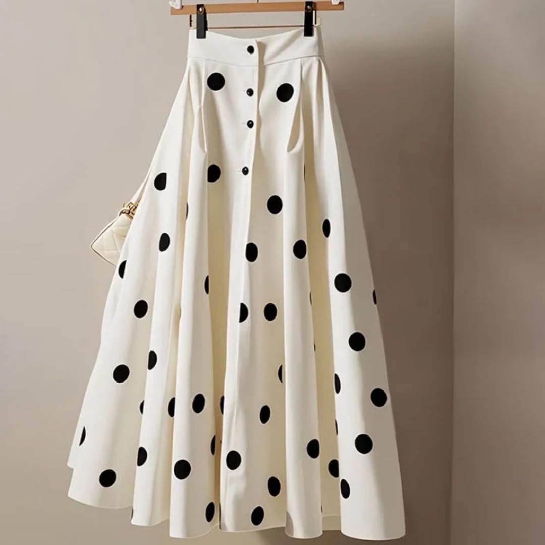 Faldas De Tubo Mujer Falda Blanca para Mujer Jupe De Cintura Alta Jupe Vintage De Gran Swing Falda Suelta Y Dulce