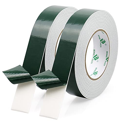 Image of BOMEI PACK 1.18inch x 16.4ft Double Sided White Foam Tape for Automotive, Molding, LED, Sealing, for Home, Office | 2mm Thick, 2 Rolls