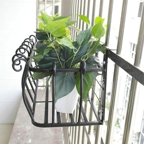 Este Soporte Colgante de Hierro Forjado para barandillas, Expositor de Plantas Que Ahorra Espacio para macetas y jardineras, Estante de jardín para balcón Exterior