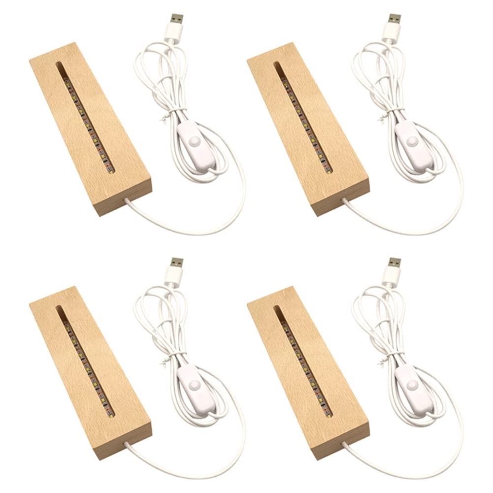 Base Lumineuse Rectangulaire en Bois, Support de Lampe de PiéDestal de Base D'Affichage à LED en Bois pour L'Acrylique, le Cristal, la Veilleuse, L'Art de RéSine