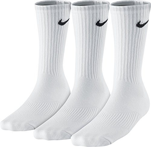 Nike Mens Youth Cotton Cushion Moisture Management Crew Sock 3-Pair Pack White/(Black) MD (5-7 Big Kid Shoe)