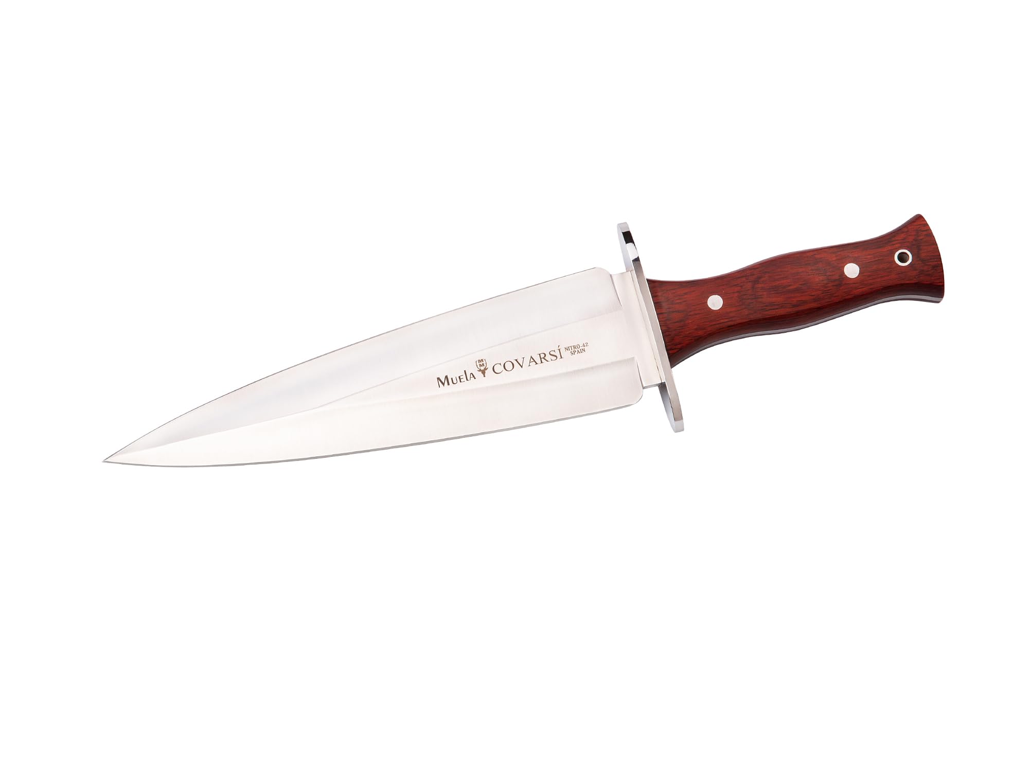 LO TRINCO YO Muela Cuchillo Remate COVARSI-24R hoja de acero Nitro-42 de 24 cm y empuñadura de Madera prensada rosewood para Caza, Pesca, Supervivencia y Bushcraft