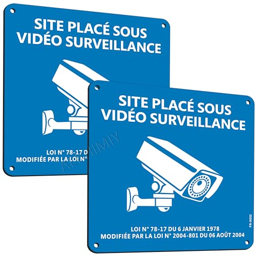 Panneau Camera Surveillance Aluminium Réfléchissant 15×15 cm, 2 Pièces Site Sous Video Surveillance Panneau Adhesif, Avec Trous Percés