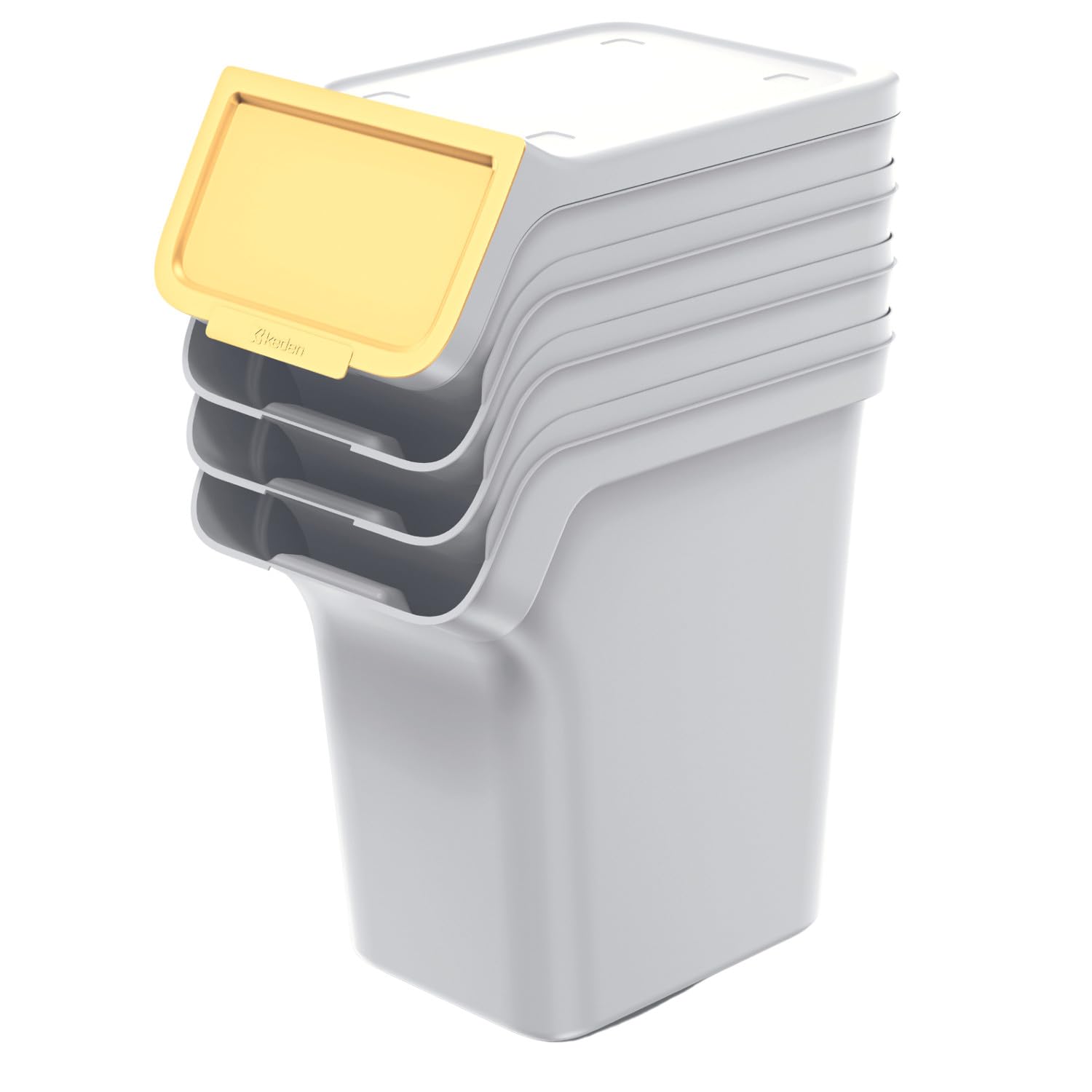 Keden Stackbox Juego de Cubos de Basura para Reciclaje Sistema de Separación de Residuos (4x 20 L, Ceniza)