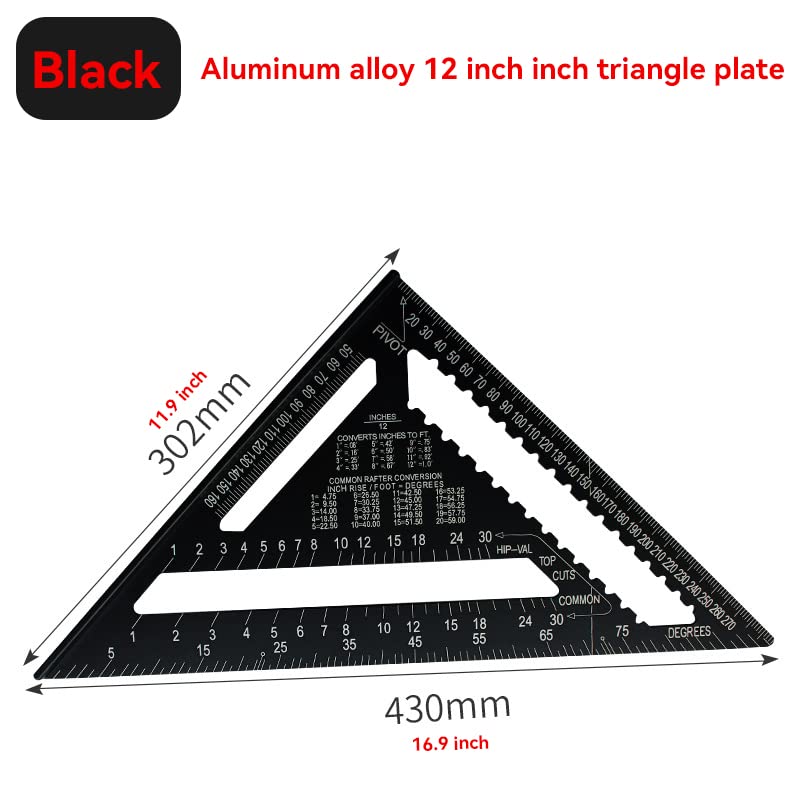 Regla de ángulo triángulo aluminio 12 pulgadas miniatura 2
