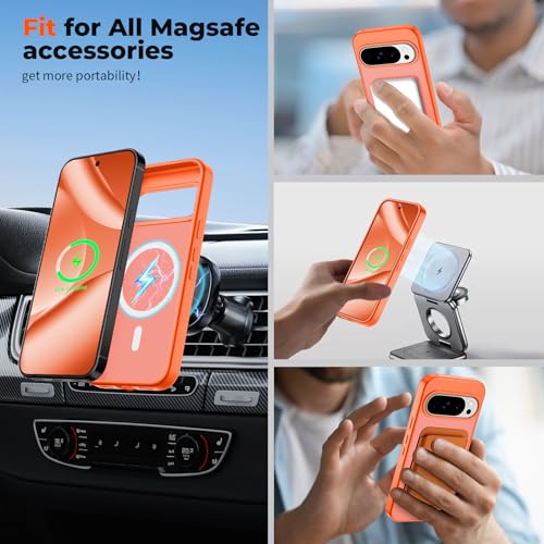 Image of SUPFINE Magnetic for Google Pixel 10 Pro Case /Pixel 10 Case with Screen Protector, (Built-in Magnets) ((Military Grade Drop Protection) Slim Translucent Shockproof Phone Case,Orange