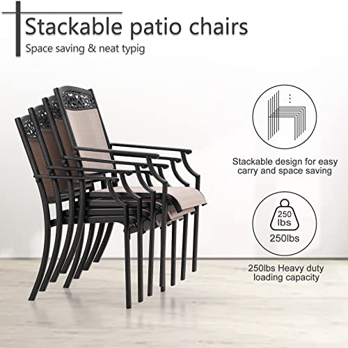 Sophia & William Patio Dining Set 5 Pieces For 4 Patio Aluminum Dining Chairs With Square Metal Dining Table Outdoor Dining Furniture Set All Weather Textilene For Garden Yard Porch #TOP23