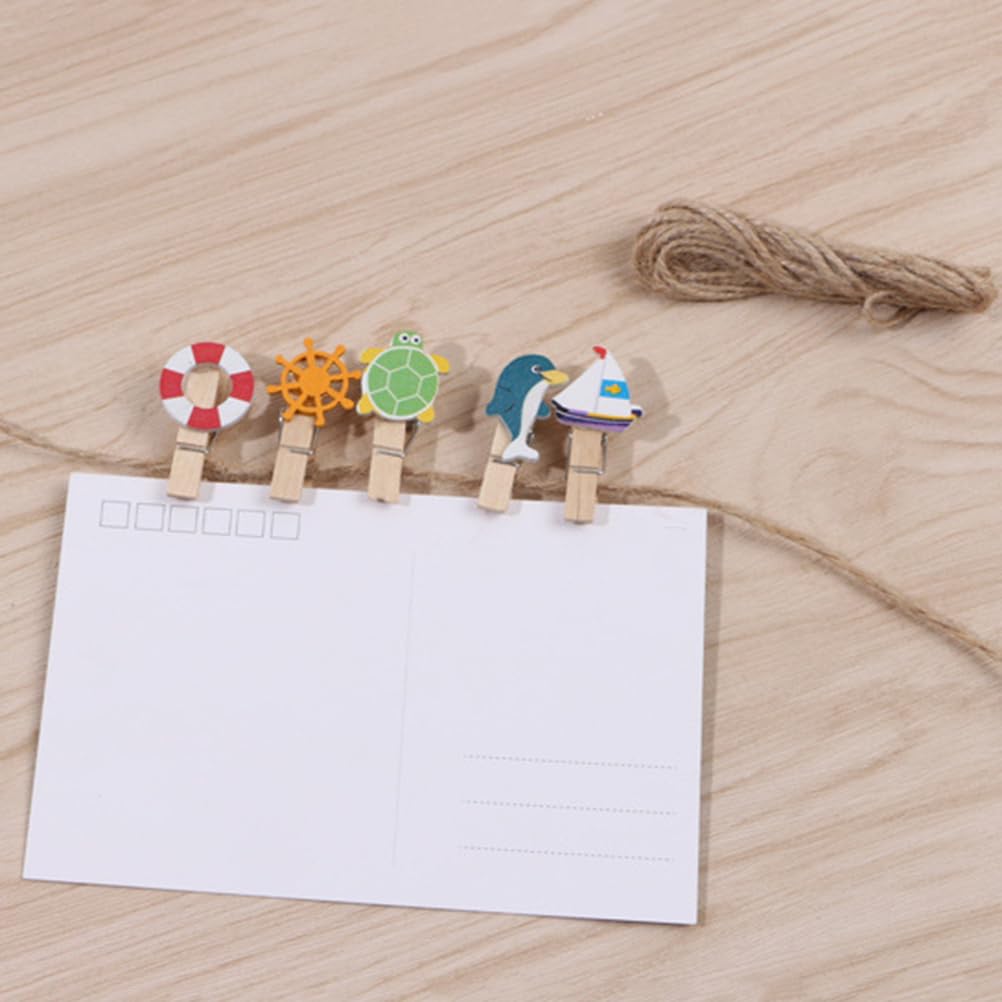 PFLYPF 40 Clip in Legno Colorate a Forma di Cuore, Mini Mollette per Foto, Decorazione per Feste e Matrimoni