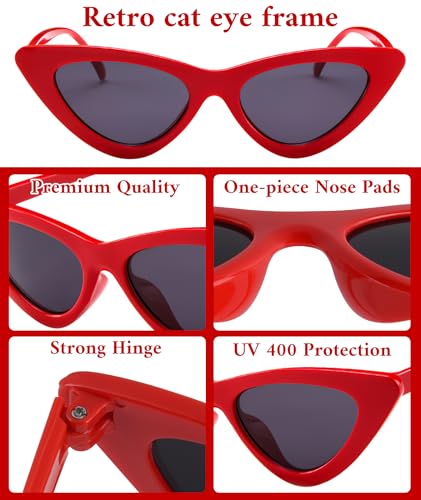 PLULON Vintage Narrow Cat Eye Sunglasses Women Men Sun Glasses Retro Cateye Boys Girls Birthday Summer Beach Pool Party4