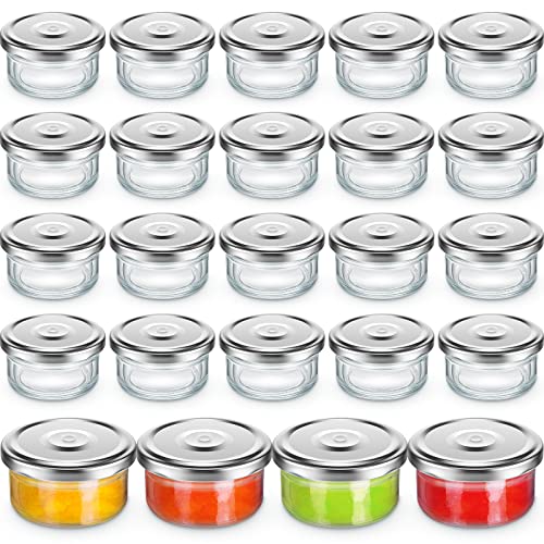 24 Pcs 2.5 Oz Salad Dressing Container To Go Reusable Glass Condiment Containers With Lids Glass Food Storage Containers Small Glass Jars Sauce Containers For Lunch Box Picnic Travel, Silver Lids #TOP27