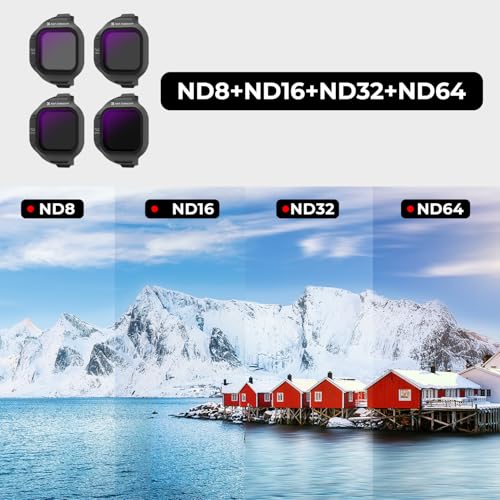 Image of K&F CONCEPT ND Filter Set Compatible with DJI Mini 5 Pro, (4 Pack) ND8 ND16 ND32 ND64 Snap On Multi-Coated HD Optical Glass Neutral Density Drone Camera Lens Filter Accessories