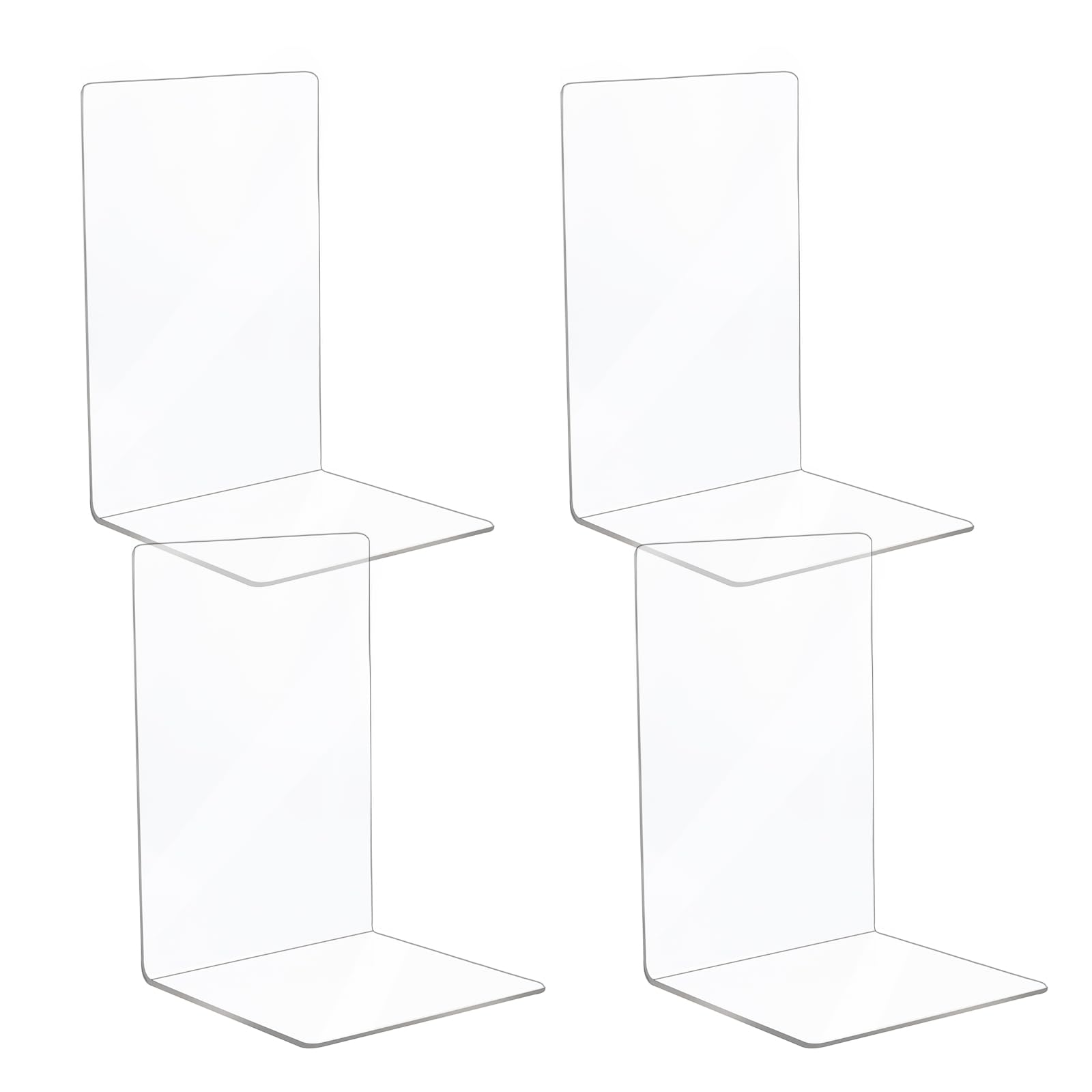 Granvoo 4 Piezas Sujetalibros de Acrílico Transparentes, Sujetalibros Estanteria, Sujetalibros en Forma L, Organizador de Libros Robusto, Juego de Sujeta Libros para Escuela Hogar Biblioteca Oficina