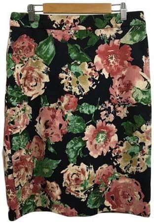 タルボット TALBOTS スカート タイト ひざ丈 総柄 スリット マルチカラー 12 黒 赤 ブラック レッド レディース