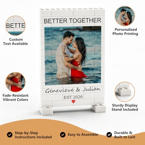 Custom Photo Brick Frame, Anniversary Milestone Gift for Couples - Image 3