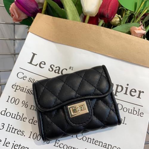 1 Pcs Black Quilted Leather Wallet Leather Accordion Wallet Credit Card Holder Quilting Leather Card Holder Small Wallet Compact for Women3