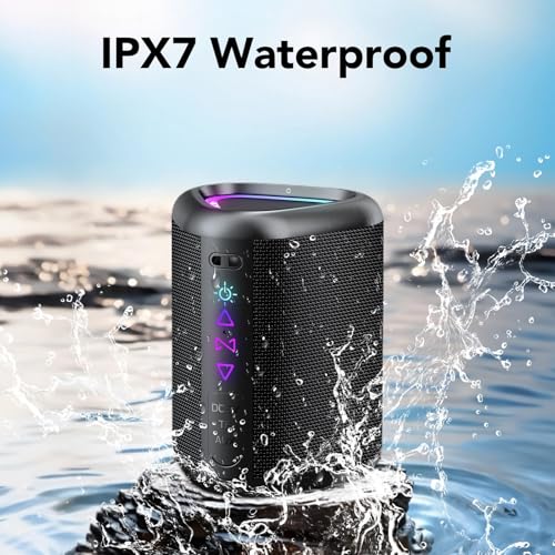 Image of Bluetooth Speaker, 2026 Portable Wireless Speaker with LED Light, Bluetooth 5.4, 24-Hour Playback Time, Enhanced Bass, IPX7 Waterproof, Outdoor Speaker Suitable for Travel, Sports, and Cycling.