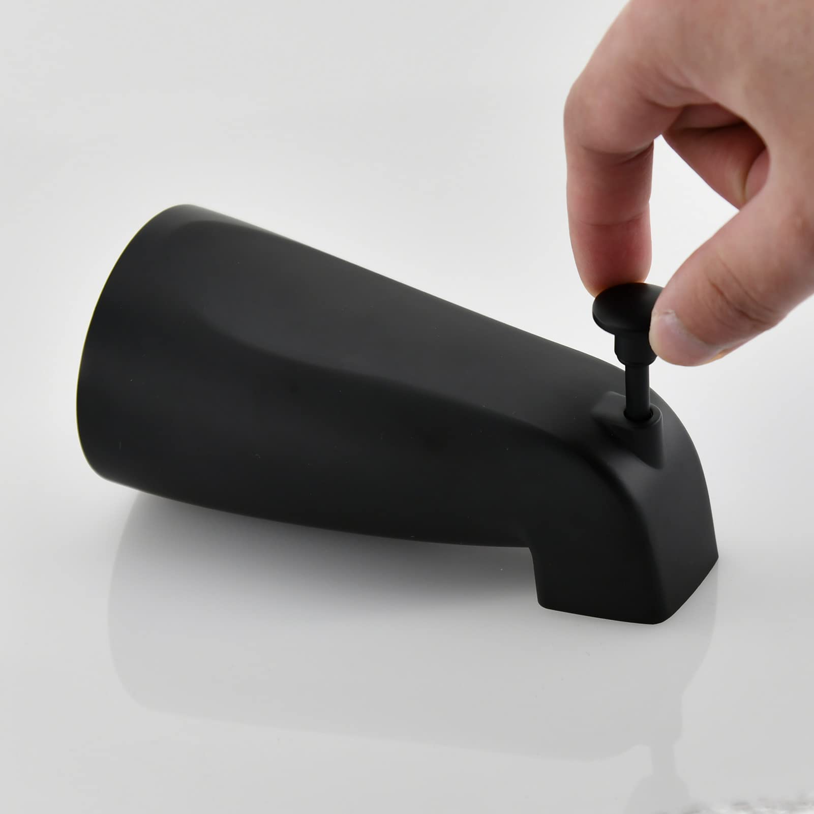 Boquilla de bañera con desviador de dominadas para tubo de cobre de 1,27 cm, negro mate
