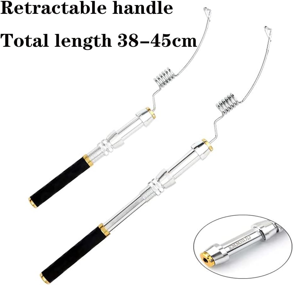 JOTOUCH Mini 6 Coil Stainless Elastic Fishing Rod and Small 4.3:1 Spinning Wheel Reel Combos, Adjustable Aluminum Alloy Handle Fishing Pole for River, Lake, Reservoir, Ice Fishing and So On