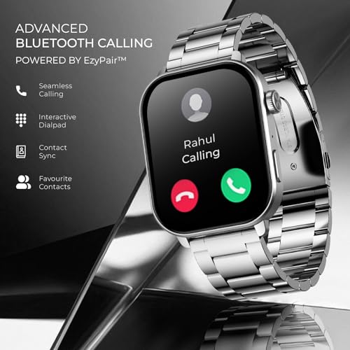 Image of beatXP Unbound Pro 1.96 inch Super AMOLED Display Bluetooth Calling Smart Watch, Metal Body, Rotary Crown, 410 * 502px, 800 Nits, 60Hz Refresh Rate, 100+ Sports Modes, 24 /7, IP67 (Silver Metal)