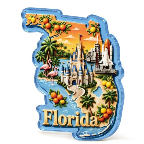 Florida State Magnets, Collectible Acrylic Magnet Souvenir Gifts with Box