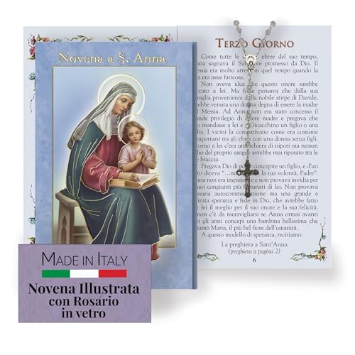 FRATELLI BONELLA - Novena a Sant'Anna con Illustrazioni a Colori - Novena con Rosario in Vetro Incluso - Opuscolo 24 Pagine per Pregare