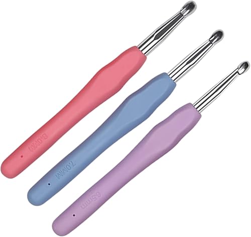 QLRFFLJOY Juego de 3 agujas ergonómicas de ganchillo de 0.256in, 0.276in, 0.315in, herramientas de tejido de hilo para tejer suéteres, guantes, QLRFFLJOY Juego de 3 agujas ergonómicas de ganchillo de 0.256in, 0.276in, 0.315in, herramientas de tejido de hilo para tejer suéteres, guantes,