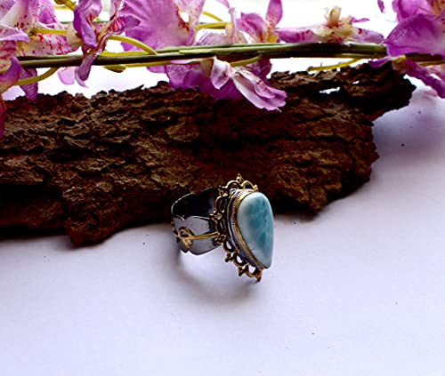 Bague larimar naturel argent 925 ne ternit pas bague anti-reflet