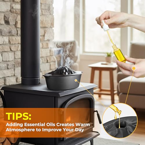 Upgraded Wood Stove Steamer with Handle, Wood Stove Humidifier, 3 Quart Large Capacity Woodstove Steamer, Cast Iron Humidifier for Wood Stove, Fireplace Steamers Pot Rust Resistant