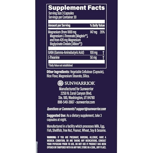 Magnesium Supplement L-Theanine Capsules Mood, Sleep & Stress Support with Magnesium Bisglycinate, L-Theanine & GABA Promotes Relaxation, Sleep Quality & Mental Clarity Vegan & Non-Drowsy 90 Capsules - Image 3