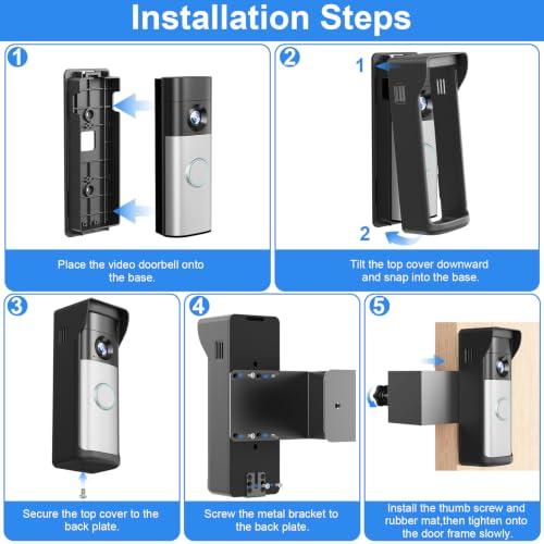Image of Anti-Theft Doorbell Mount Compatible with Ring Newest 2026 Battery Doorbell /Plus /Pro, No Drill Wireless Video Camera Doorbell Bracket with Rain Cover for Apartment Rental, Not for Security Door