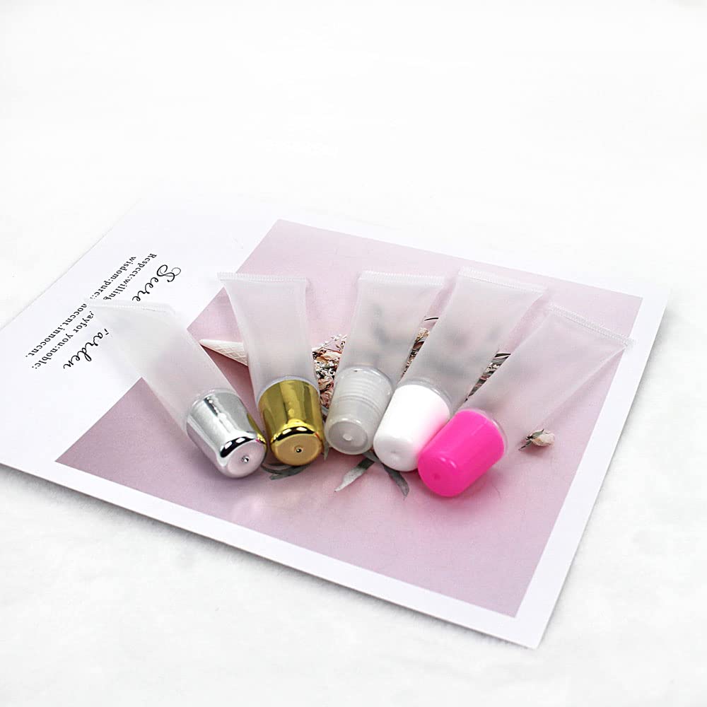 COSIDEA 10 tubos de 12 ml para brillo de labios dorados, contenedores suaves y rellenables, vacíos, bálsamo de labios, embalaje cosmético