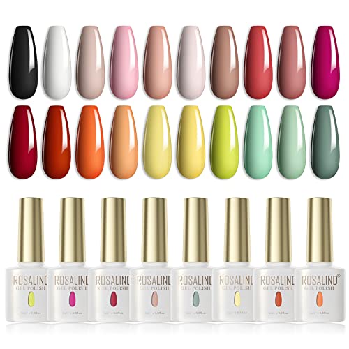 ROSALIND UV Nagellack Set, 20 Farben Schellack Nagellack Gel Nagellack Set, Farbgel für Gelnägel UV LED Soak Off Nail…