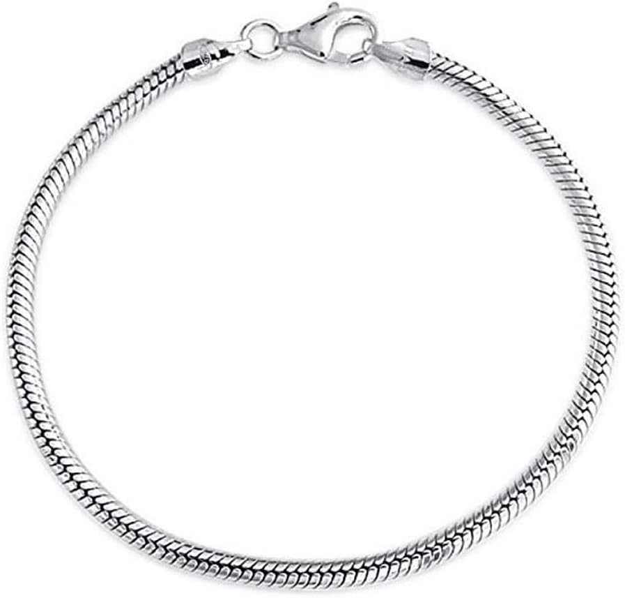 Adabele 1pc Authentic Solid 925 Sterling Silver 3mm Snake Chain Bracelet 6.5" 7" 7.5" 8" 8.5 inch Hypoallergenic Nickel Free Women Men Jewelry Made in Italy