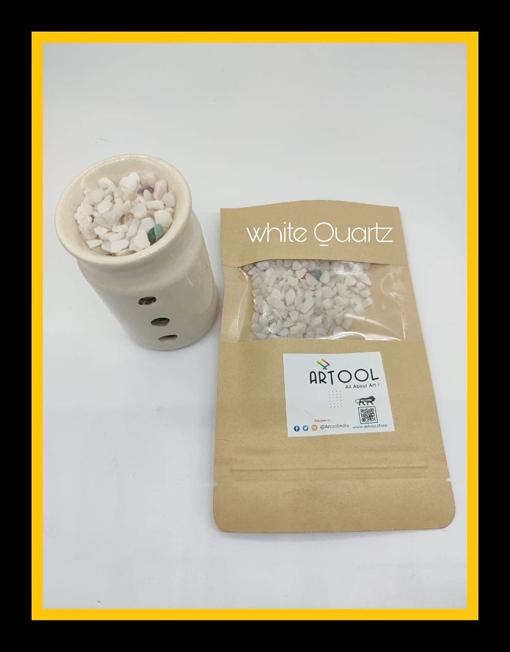 Artool A79 White Quartz Stone 100 g (Small Crushed), Decorative Natural Stones Gravels for Aquarium Home Decor, Garden and Table