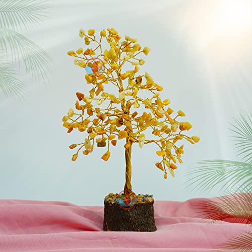 Image of REMEDYWALA Enhance Your Space with the Yellow Aventurine Crystal Tree Featuring 200 Beads