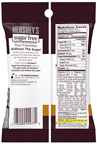 Hershey's Sugar Free Chocolate With Caramel Candy, 3 Ounce Bag, Pack Of 3 #TOP2
