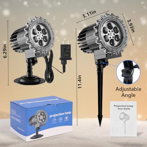 Christmas Projector Lights, Led Snowflake Projector Lights Outdoor, IP65 Waterproof Outdoor Indoor Holiday Projection Lamp Decoration for Christmas Xmas Holiday, New Year, Party - Image 6