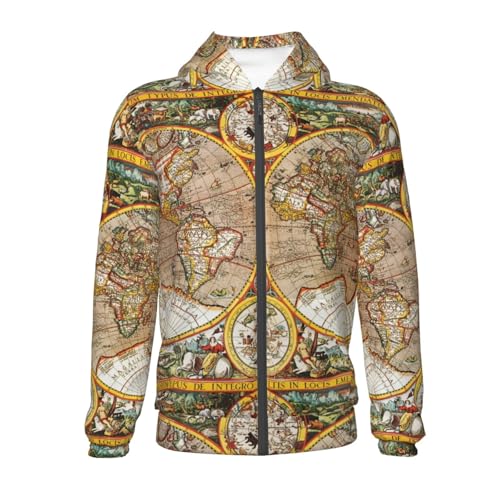 World Map Kid Hoodies Boys Zip Up Sweatshirts Girls Pullover with Pocket2