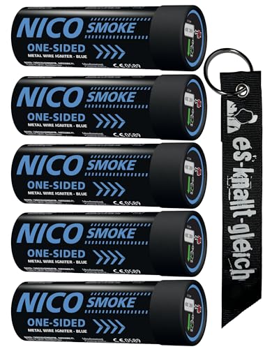 Rauchkörper Smoke Grenades 80 Sekunden im 5er Pack in Rot Blau Gelb Grün Orange Lila Grau Weiß von NICO Europe mit Anhänger (Blau) Rauchkörper Smoke Grenades 80 Sekunden im 5er Pack in Rot Blau Gelb Grün Orange Lila Grau Weiß von NICO Europe mit Anhänger (Blau)