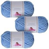 Utopia Crafts Cuddle Super Chunky Chenille Soft Yarn for Knitting and Crochet 3X 100g (Sky)