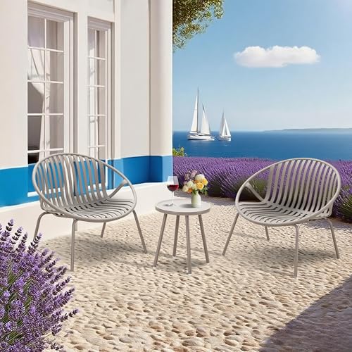 Werph 3-Piece Patio Furniture Set, Bistro Gray Table and Chairs Set of 2 - Image 2