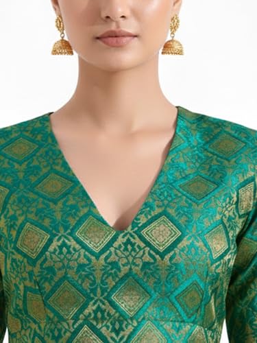 Image of Thevasa Women's Everyday Divine Depth V Neck Half Sleeves Blouse